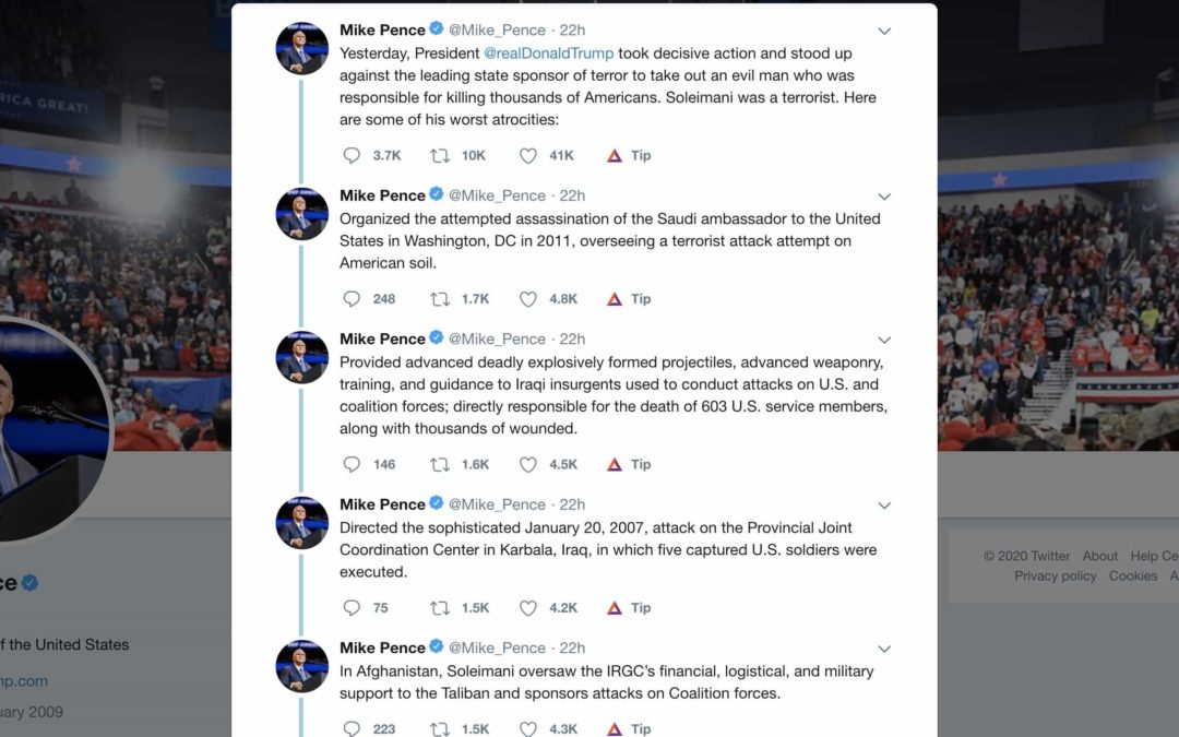 Mike Pence fabricerar lögner för att förvara attacken i Iran