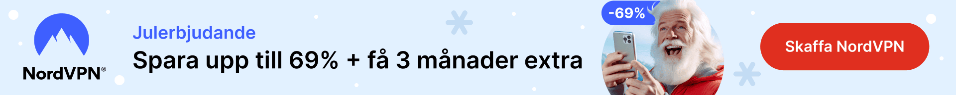 Julerbjudande från NordVPN - få tre månader extra!