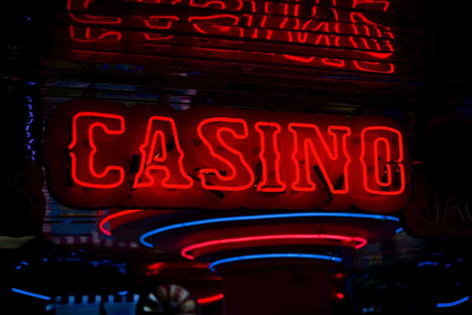 red Casino neon sign turned on