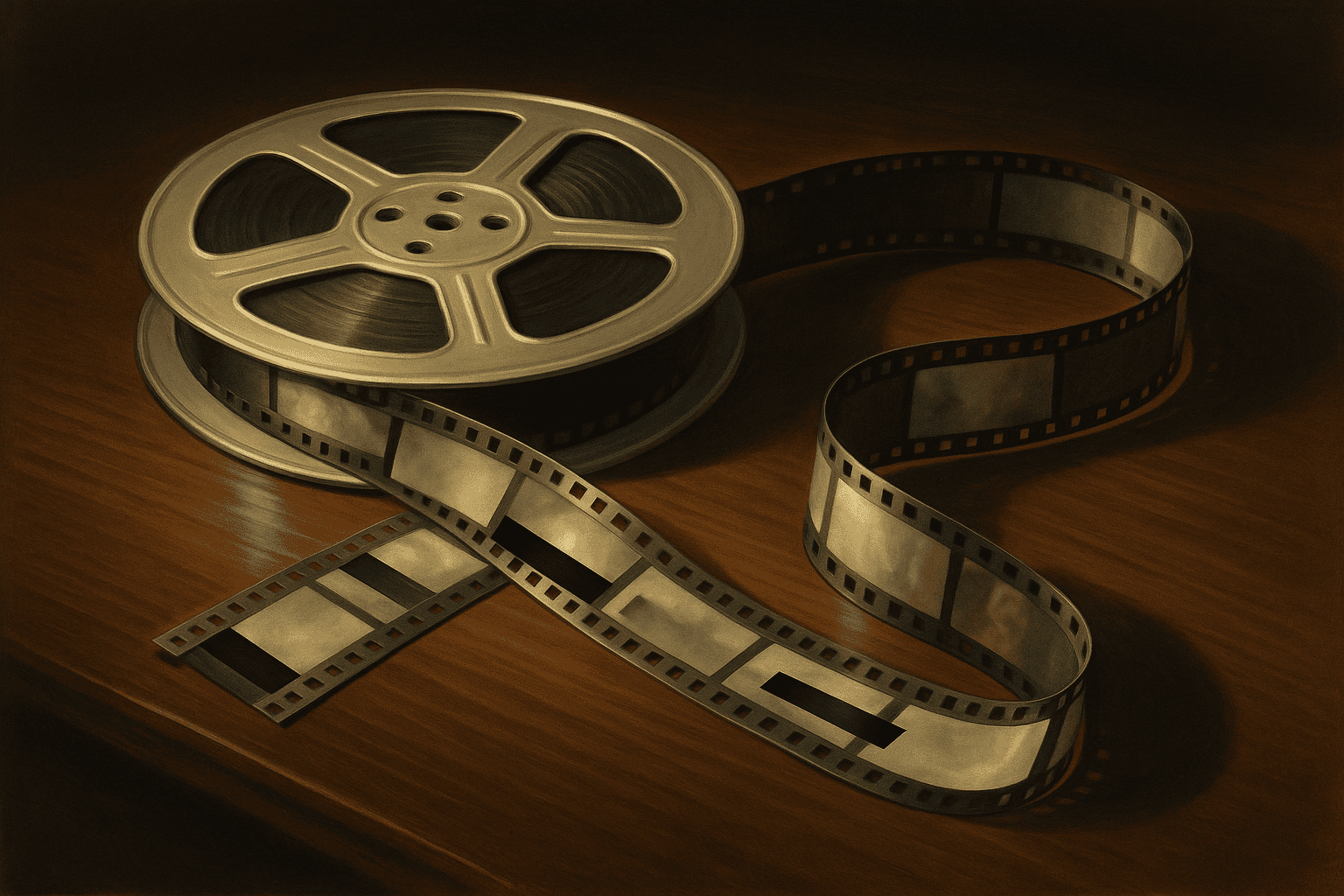 Filmrulle och filmremsa för filmproduktion och biograf, filmiskt rekvisita, filmmaterial, filmklipp, filmproduktion, filmutrustning, filmprojekt, filmindustri, filmmaterial till filmstudior.